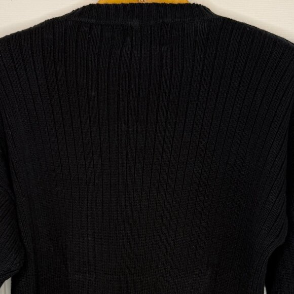 Vintage Chaps Ralph Lauren Handframed Navy Rib Knit Crewneck Sweater Size Medium - Picture 6 of 7